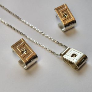 Silber 925 Schmuckset: Halskette und Ohrstecker - Design