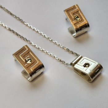 Silber 925 Schmuckset: Halskette und Ohrstecker – Design